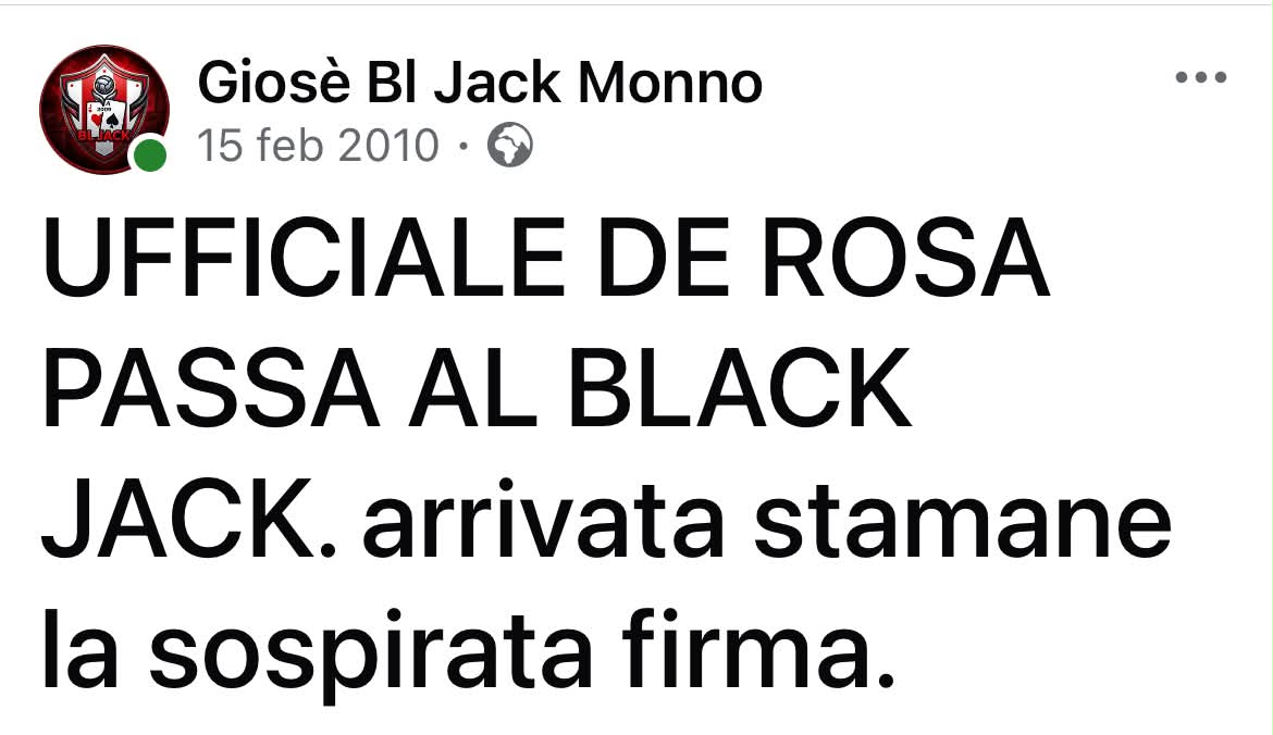 Dall'archivio. Il 29 gennaio 2010 il Black annuncia la trattativa per Vincenzo De Rosa. Il 15 febbraio arriva l'ufficialità. Dopo la precedente esperienza al Real Dream, De Rosa diventa il nuovo allenatore del Black Jack.